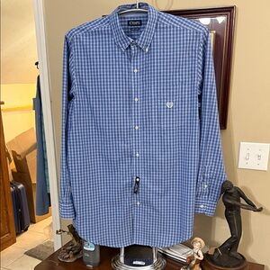 Chaps Men's Casual Blue Checkered Shirt
